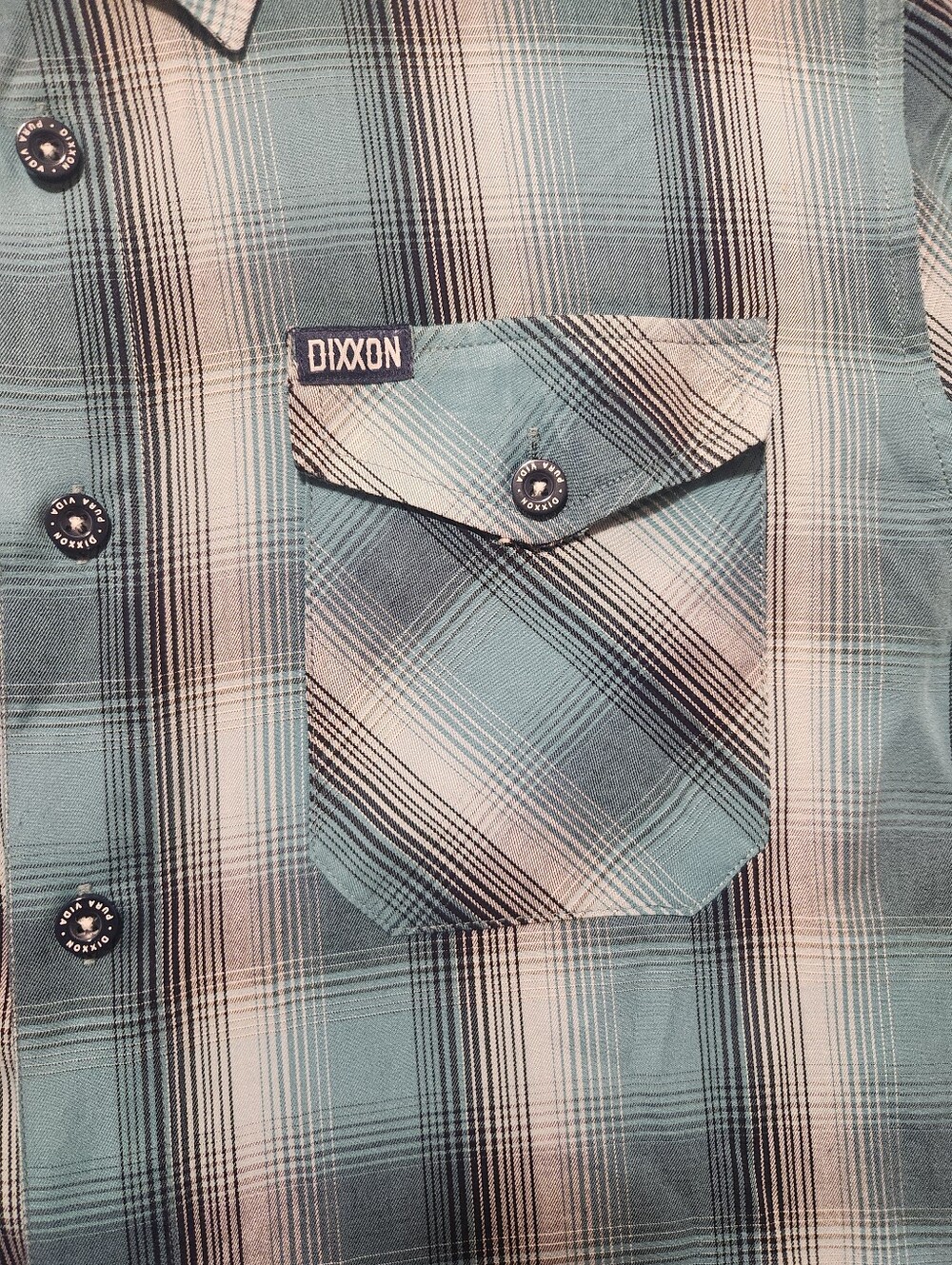 Dixxon Flannel Co Button Down Shirt Mens Medium Blue Marlin Plaid D-Lux Bamboo - Picture 2 of 9